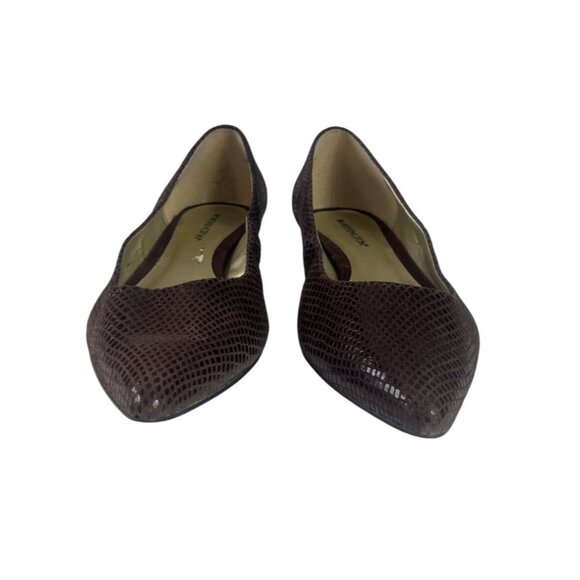 Worthington Faux Snakeskin Pointed Toe Flats Womens 11M Brown Leather Upper - Picture 2 of 7